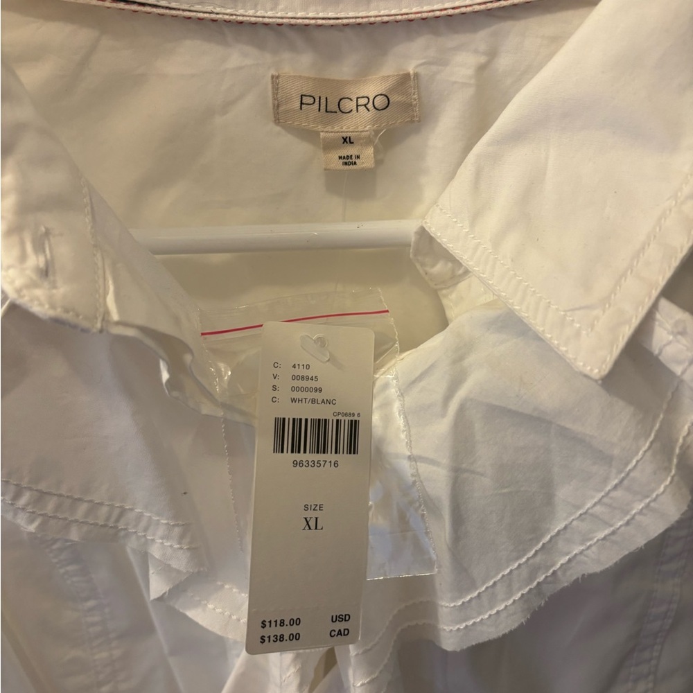 Pilcro Ruffle Front Button-down Shirt || NWT || size XL - Picture 7 of 12